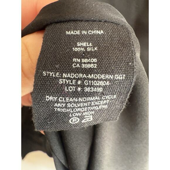 THEORY Nadora Modern Silk Black Long Sleeve Mini Dress LBD Sz 2 Elegant Minimal - Picture 7 of 9